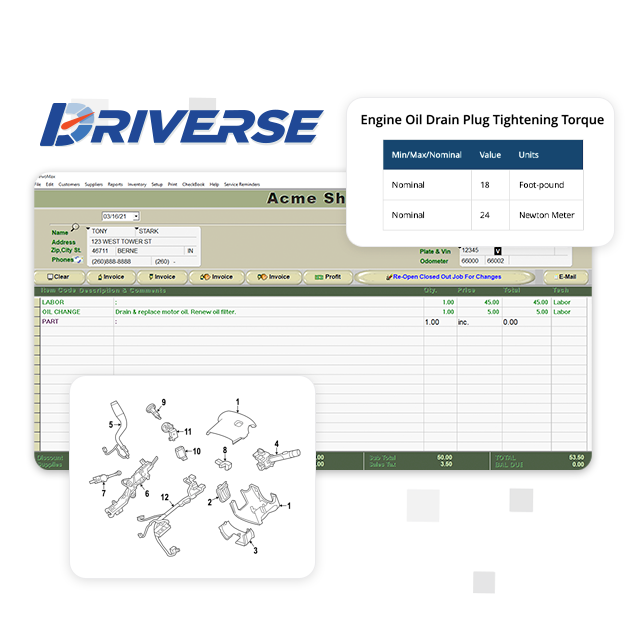 Driverse Labor & Parts Diagrams